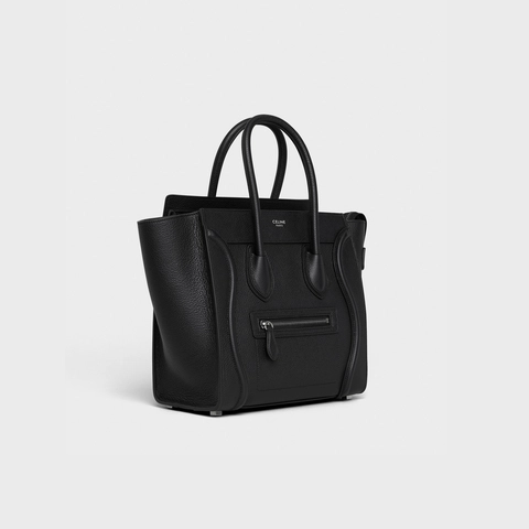セリーヌ ラゲージ マイクロ ドラムドカーフスキン ブラック | celine micro luggage handbag in drummed calfskin black 左斜め前