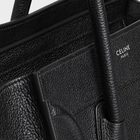 セリーヌ ラゲージ マイクロ ドラムドカーフスキン ブラック | celine micro luggage handbag in drummed calfskin black 持ち手部分