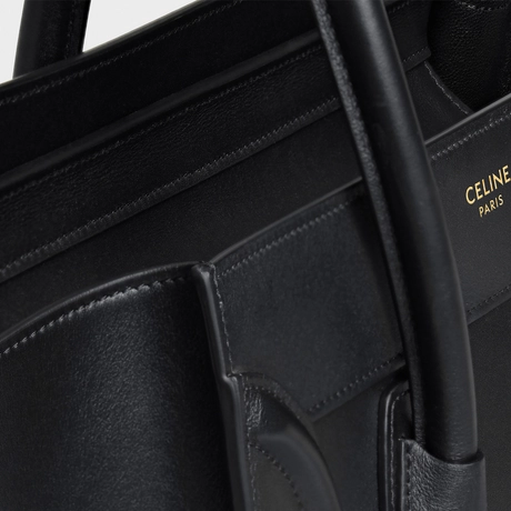 セリーヌ ラゲージ マイクロ ラゲージハンドバッグ スムースカーフスキン ブラック | celine micro luggage handbag in smooth calfskin black 持ち手部分