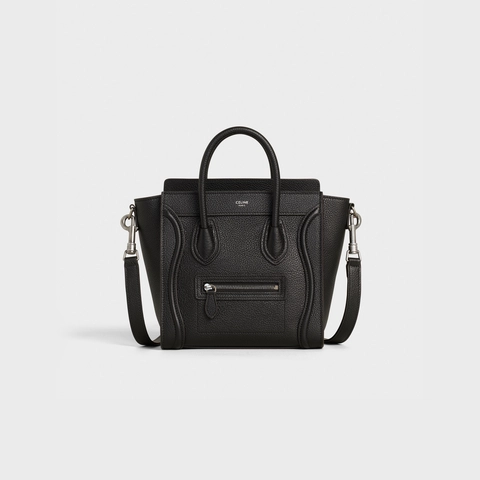 セリーヌ ラゲージ ナノ ドラムドカーフスキン ブラック | celine nano luggage bag in drummed calfskin black 正面