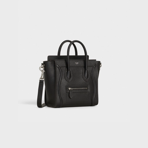 セリーヌ ラゲージ ナノ ドラムドカーフスキン ブラック | celine nano luggage bag in drummed calfskin black 左斜め前