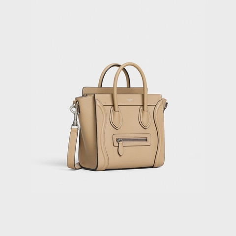 セリーヌ ラゲージ ナノ ドラムドカーフスキン デューン | celine nano luggage bag in drummed calfskin dune 左斜め前