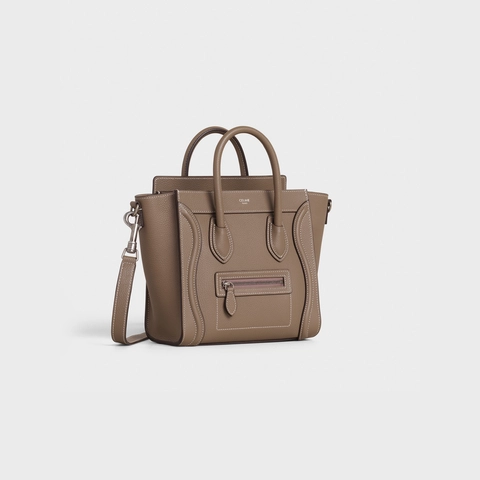 セリーヌ ラゲージ ナノ ドラムドカーフスキン スリ | celine nano luggage bag in drummed calfskin souris 左斜め前