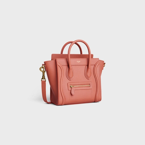 セリーヌ ラゲージ ナノ ドラムドカーフスキン テラコッタ | celine nano luggage bag in drummed calfskin terracotta 左斜め前