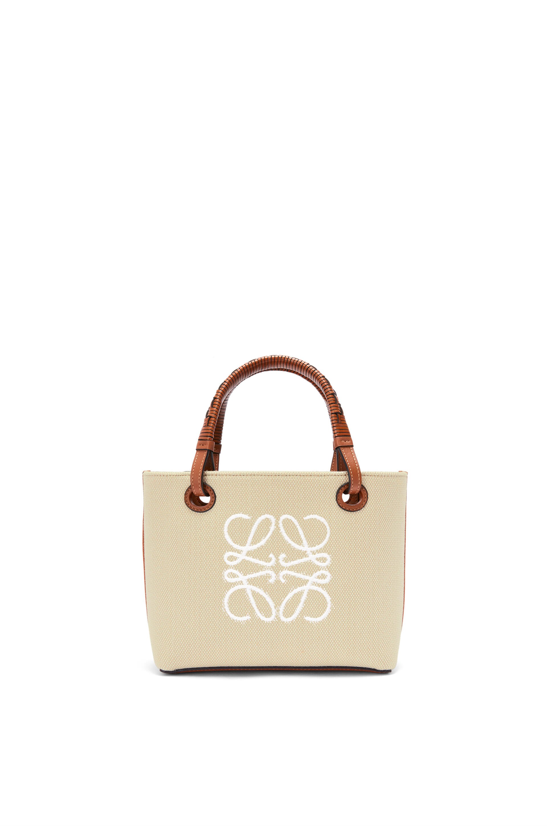 ロエベ アナグラム トートバッグ ミニ（ジャカード＆カーフ） エクリュ/タン | Loewe Anagram Tote Mini Jacquard Calf Ecru Tan