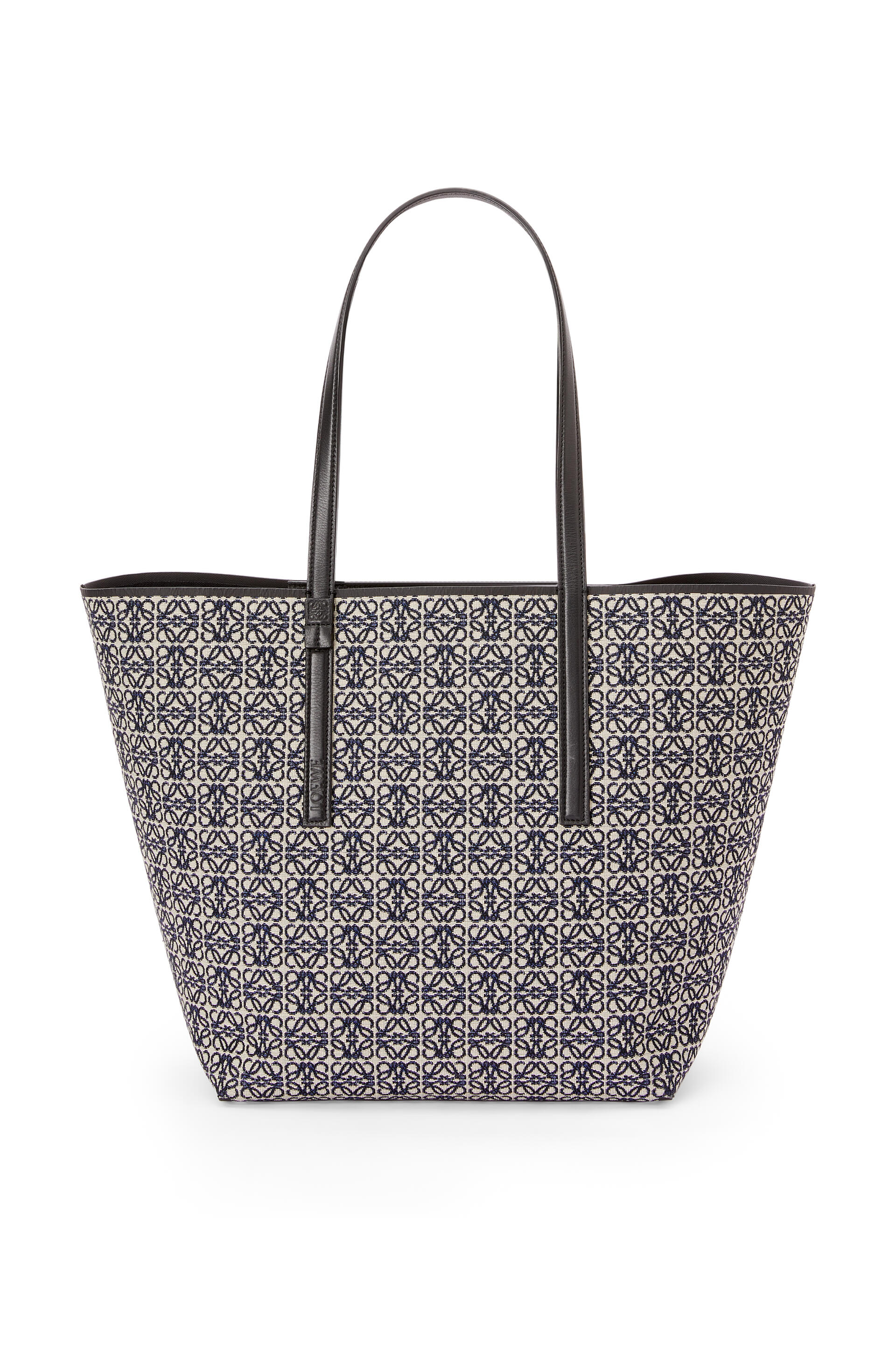 ロエベ T トート バッグ（アナグラム ジャカード＆カーフ）ネイビー/ブラック | Loewe T Tote Bag Anagram Jacquard Calf Navy Black