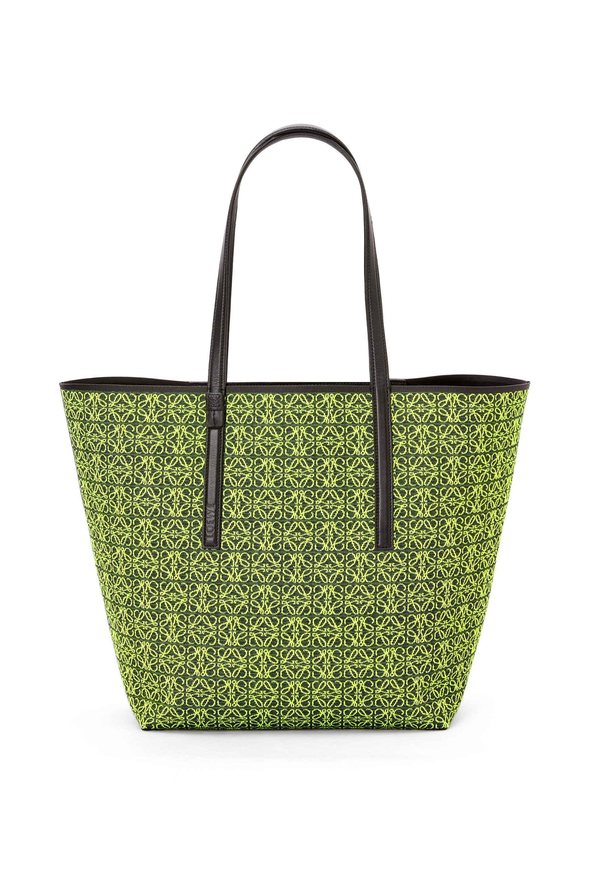 ロエベ T トート バッグ（アナグラム ジャカード＆カーフ）ネオンイエロー/ディープネイビー | Loewe T Tote Bag Anagram Jacquard Calf NeonYellow DeepNavy