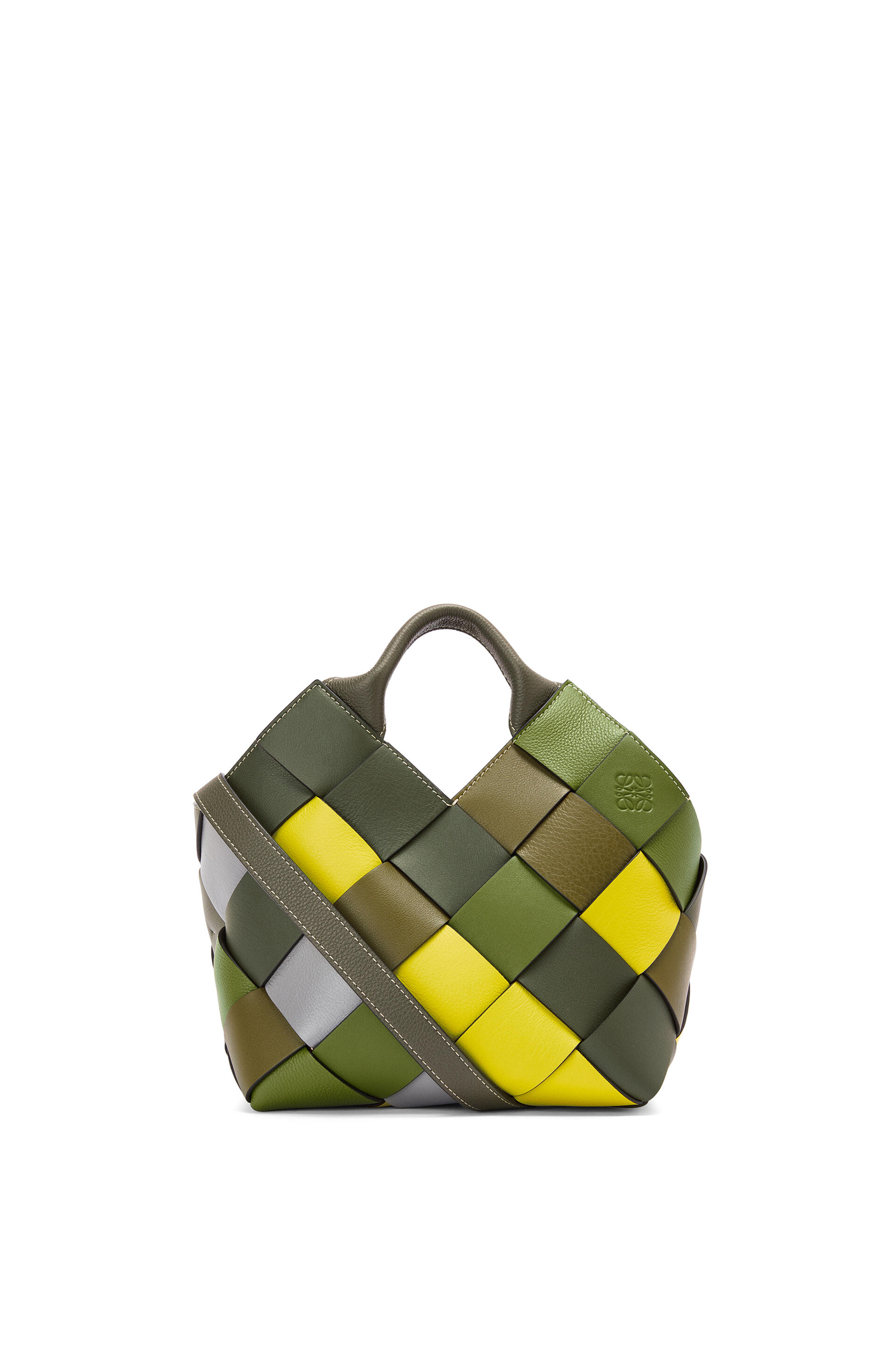 ロエベ ウーブン バスケットバッグ スモール (カーフ) グリーン/グリーン | Loewe Woven Basket Bag Small Calf Green Green